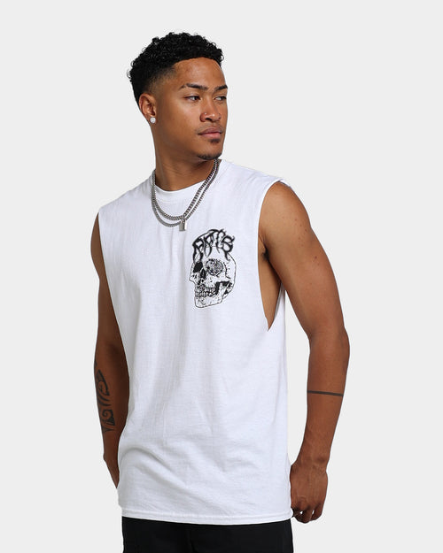 Rats Get Fat Skull Muscle T-Shirt White