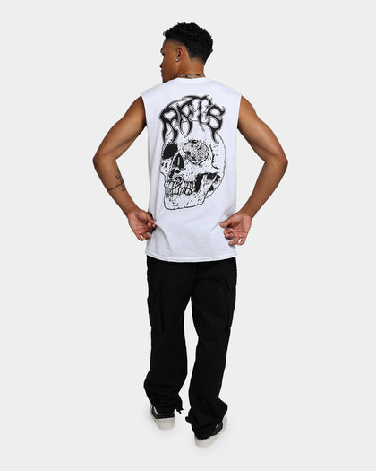 Rats Get Fat Skull Muscle T-Shirt White