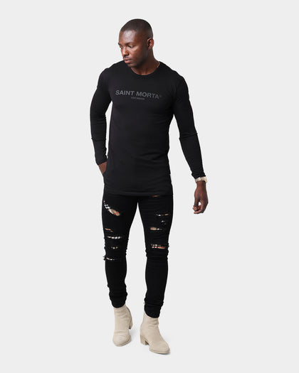 Saint Morta Homage Drop Tail Long Sleeve T-Shirt Black