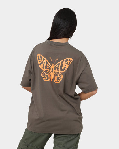 X-Girl Women's Butterfly T-Shirt Brown