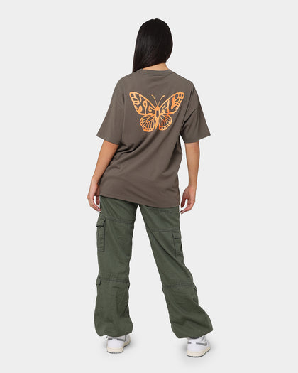 X-Girl Women's Butterfly T-Shirt Brown