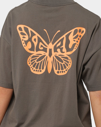 X-Girl Women's Butterfly T-Shirt Brown