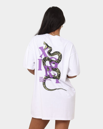 X-Girl Women's Snake Oversized Tee Dress White