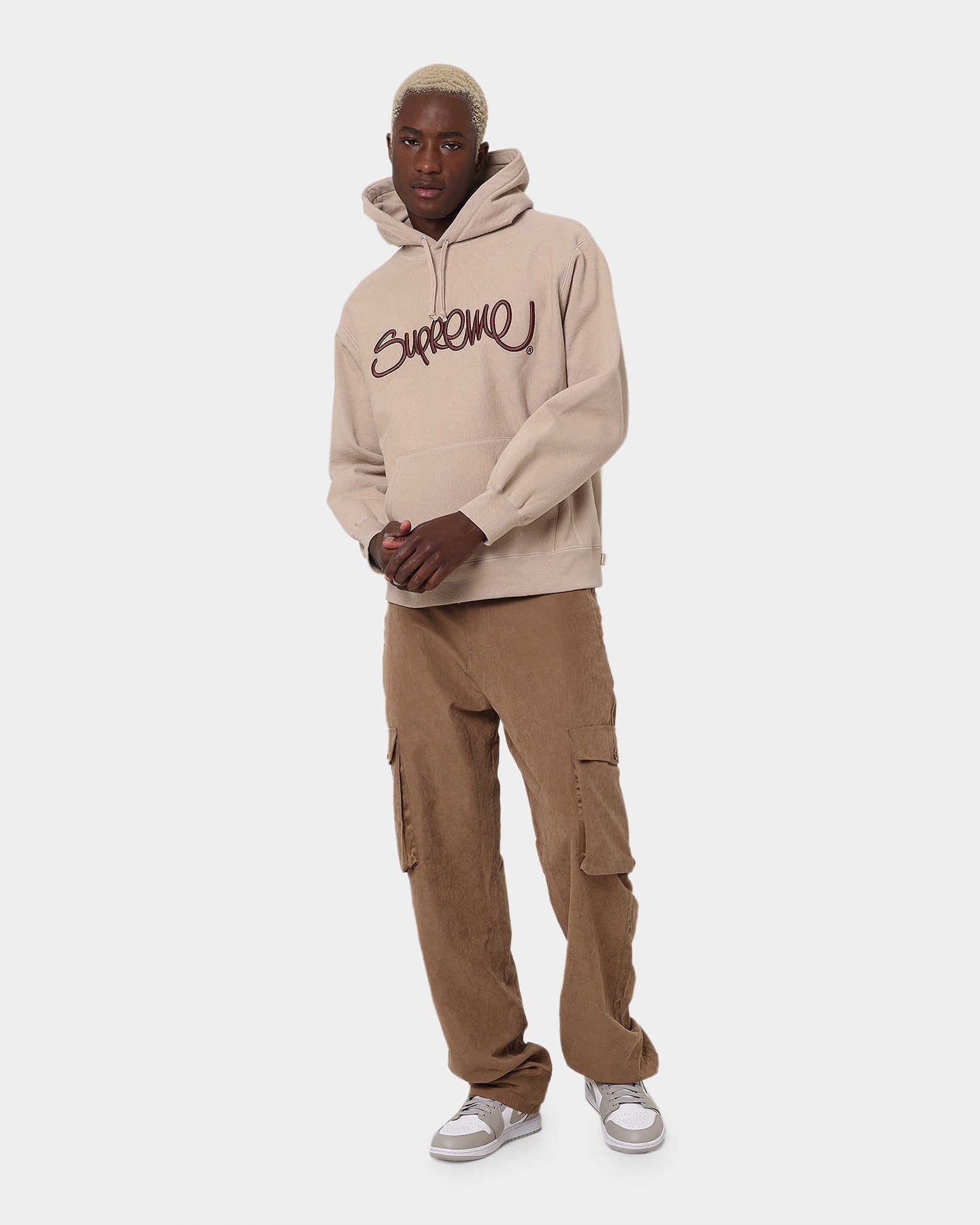 Supreme Raised Handstyle Hoodie Brown | Culture Kings US