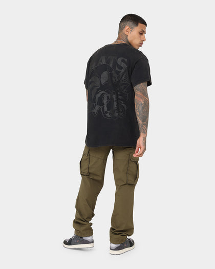 Rats Get Fat Skull Rose T-Shirt Black Wash