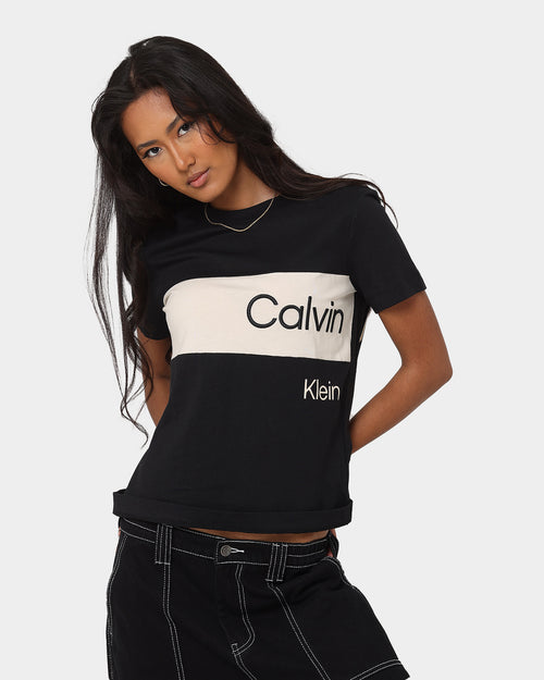 Calvin Klein Women's Colour Blocking T-Shirt CK Black