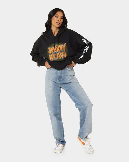 American Thrift X Johnny Bravo Johnny Bravo Vintage Hoodie Black Wash