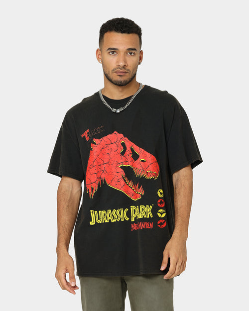 American Thrift X Jurassic Park Mega Mayhem Vintage T-Shirt Black Wash