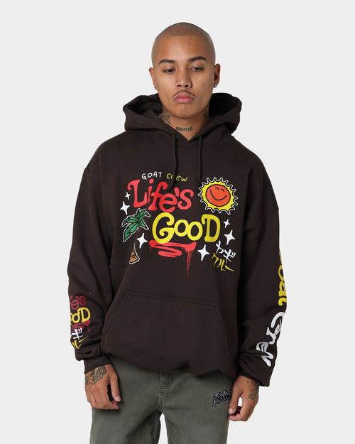 Goat Crew Life Is Good Hoodie Brown