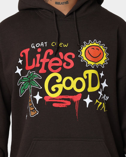 Goat Crew Life Is Good Hoodie Brown