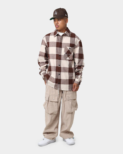 Karl Kani Chest Signature Flannel Shirt Cream