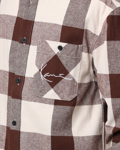 Karl Kani Chest Signature Flannel Shirt Cream