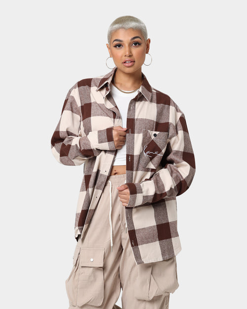 Karl Kani Chest Signature Flannel Shirt Cream