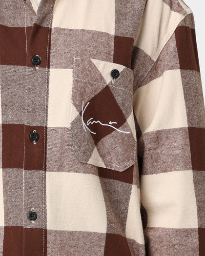 Karl Kani Chest Signature Flannel Shirt Cream