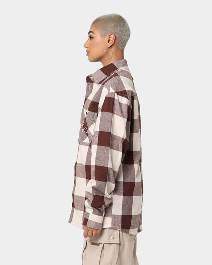 Karl Kani Chest Signature Flannel Shirt Cream