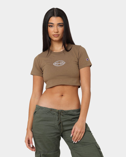 Champion Women's Heritage 90s Logo T-Shirt Midway Brown