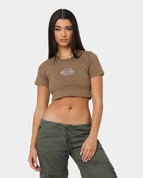 Champion Women's Heritage 90s Logo T-Shirt Midway Brown