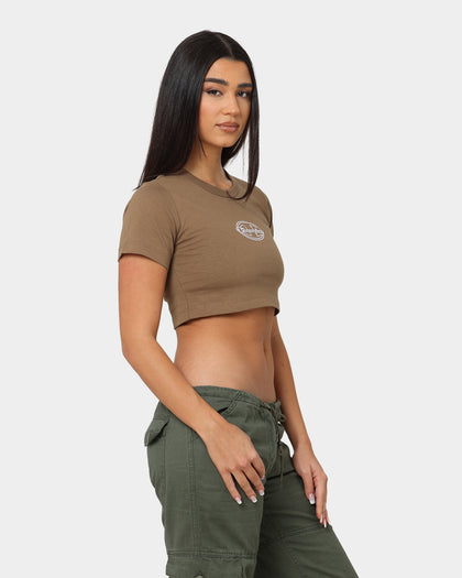 Champion Women's Heritage 90s Logo T-Shirt Midway Brown