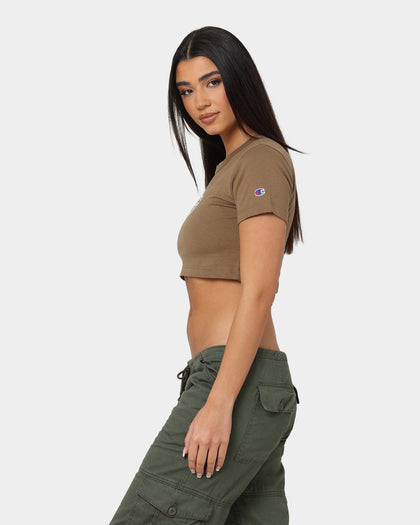 Champion Women's Heritage 90s Logo T-Shirt Midway Brown