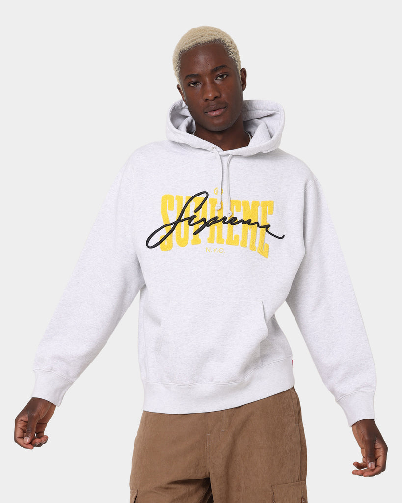 Supreme Embroidered Chenille Hoodie Grey | Culture Kings US