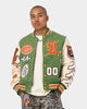 Lifted Anchors "Champion" Letterman Jacket Olive/Orange