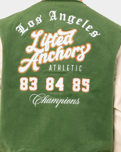 Lifted Anchors "Champion" Letterman Jacket Olive/Orange