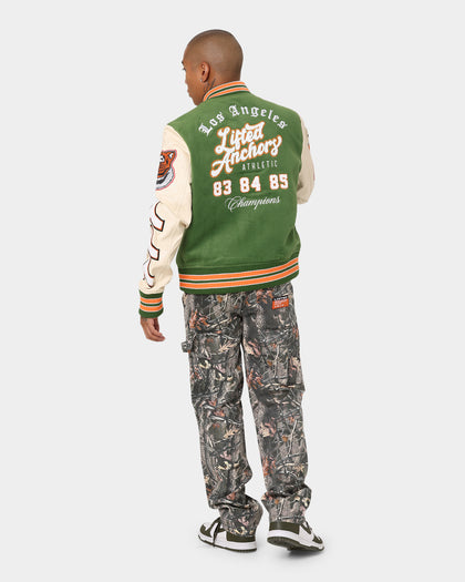 Lifted Anchors "Champion" Letterman Jacket Olive/Orange