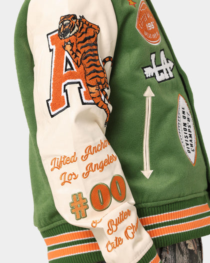 Lifted Anchors "Champion" Letterman Jacket Olive/Orange