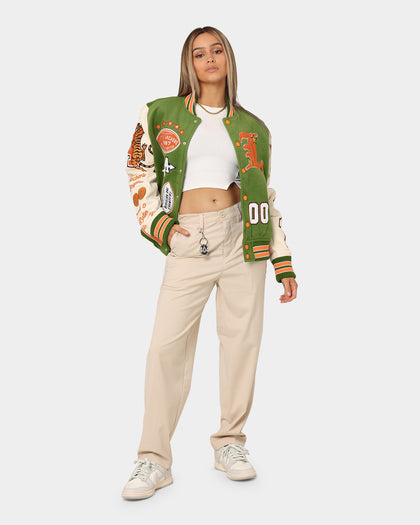 Lifted Anchors "Champion" Letterman Jacket Olive/Orange