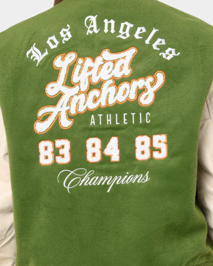 Lifted Anchors "Champion" Letterman Jacket Olive/Orange