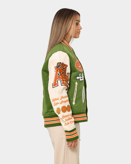 Lifted Anchors "Champion" Letterman Jacket Olive/Orange
