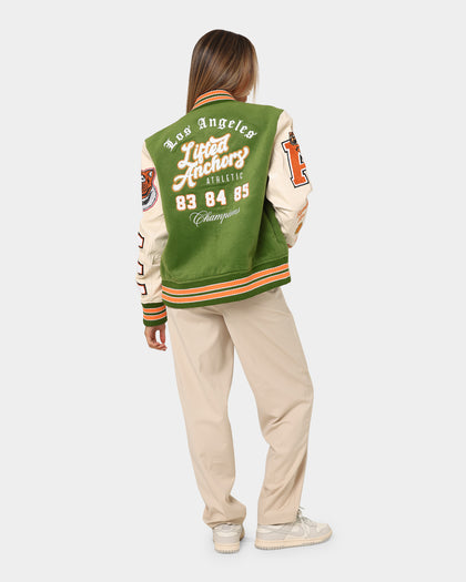 Lifted Anchors "Champion" Letterman Jacket Olive/Orange
