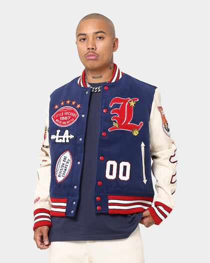 Lifted Anchors "Champion" Letterman Jacket Blue/Red