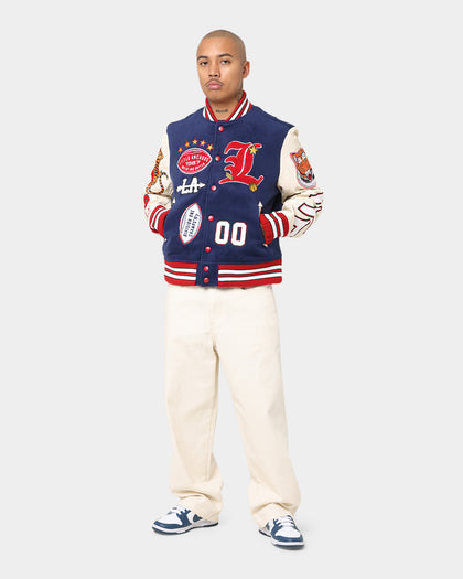 Lifted Anchors "Champion" Letterman Jacket Blue/Red