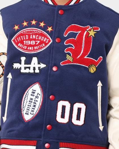 Lifted Anchors "Champion" Letterman Jacket Blue/Red