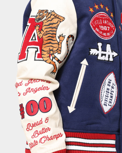 Lifted Anchors "Champion" Letterman Jacket Blue/Red