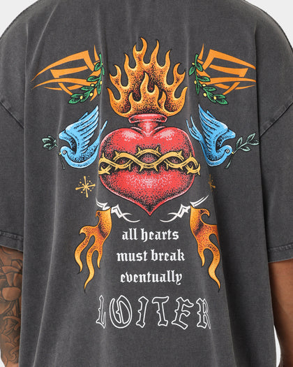 Loiter Hearts Ablaze T-Shirt Charcoal