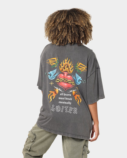Loiter Hearts Ablaze T-Shirt Charcoal