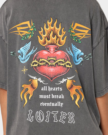 Loiter Hearts Ablaze T-Shirt Charcoal
