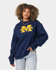 National Collegiate Athletic Association Michigan Wolverines Team Logo Chenille Crewneck Navy