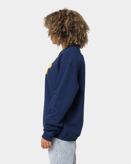National Collegiate Athletic Association Michigan Wolverines Team Logo Chenille Crewneck Navy