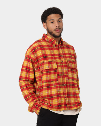 MNML Relaxed Cargo Flannel Shirt Yellow/Red
