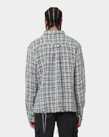 MNML Raw Edge Flannel Shirt Blue/White