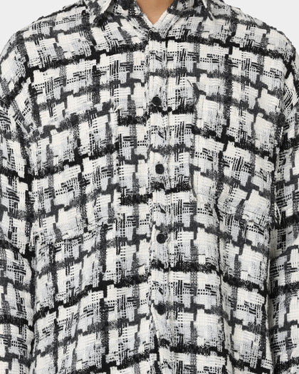 MNML Raw Edge Flannel Shirt Grey/White