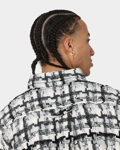 MNML Raw Edge Flannel Shirt Grey/White