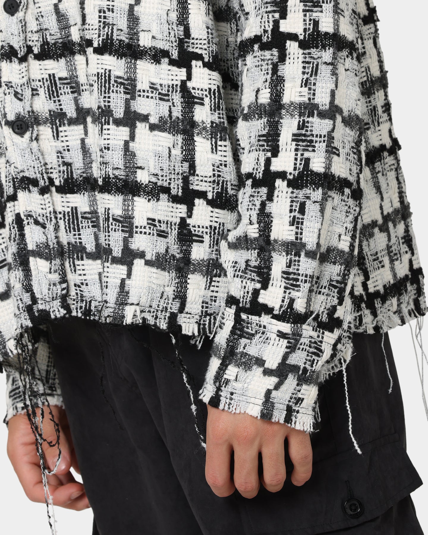 MNML Raw Edge Flannel Shirt Grey/White | Culture Kings US