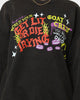 Goat Crew Get Lit Or Die Trying All Over Print Crewneck Washed Black