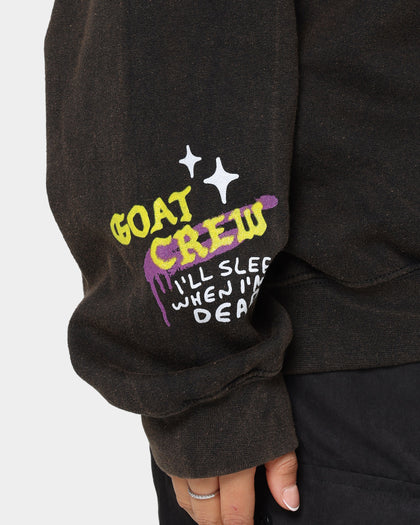 Goat Crew Get Lit Or Die Trying All Over Print Crewneck Washed Black