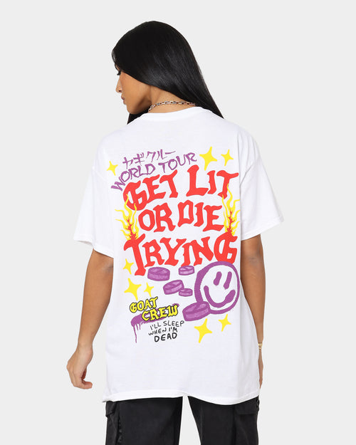Goat Crew Get Lit Or Die Trying All Over Print T-Shirt White