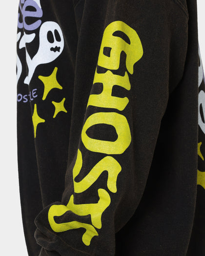 Goat Crew I Can See Ghosts All Over Print Crewneck Washed Black